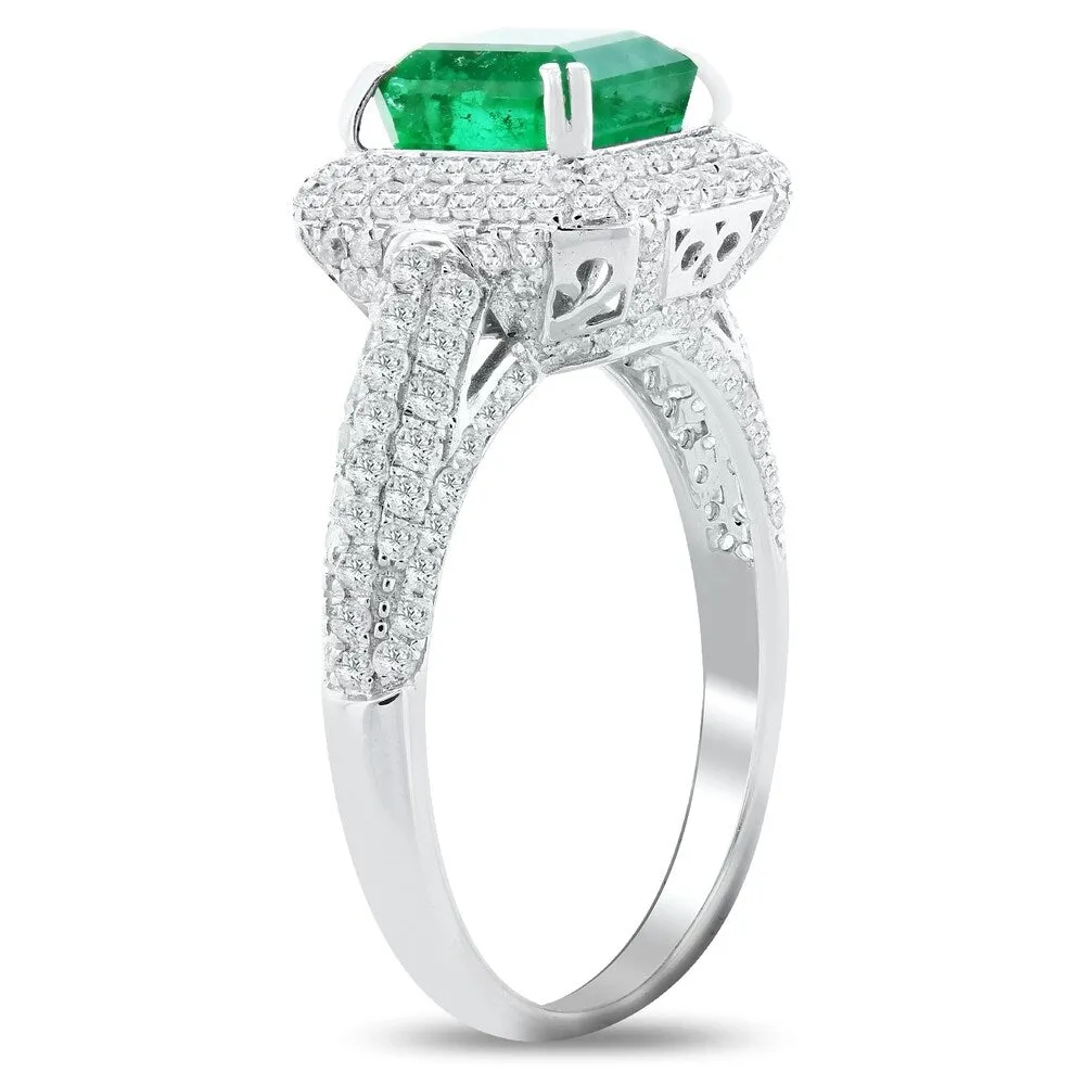 Auriya 18k White Gold 2ct Princess-Cut Emerald and 1ct TDW Diamond Halo Engagement Ring sold by Zulily product image thumbnail 3