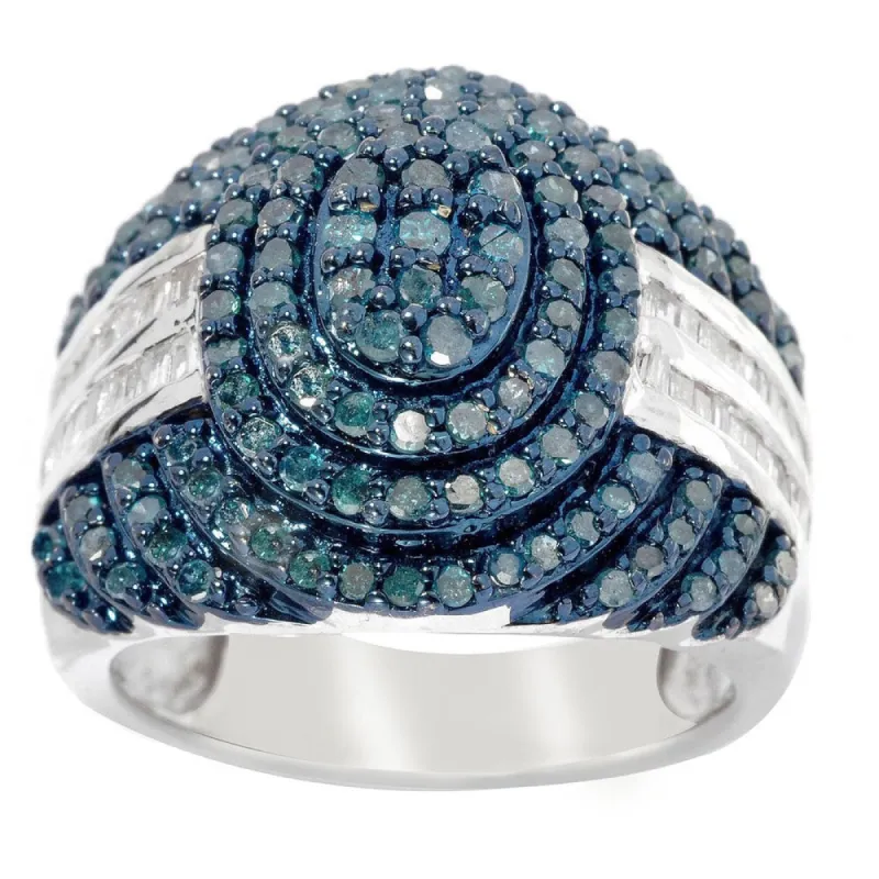 Sterling Silver 1ct TDW Colored Diamond Pave Ring sold by Zulily