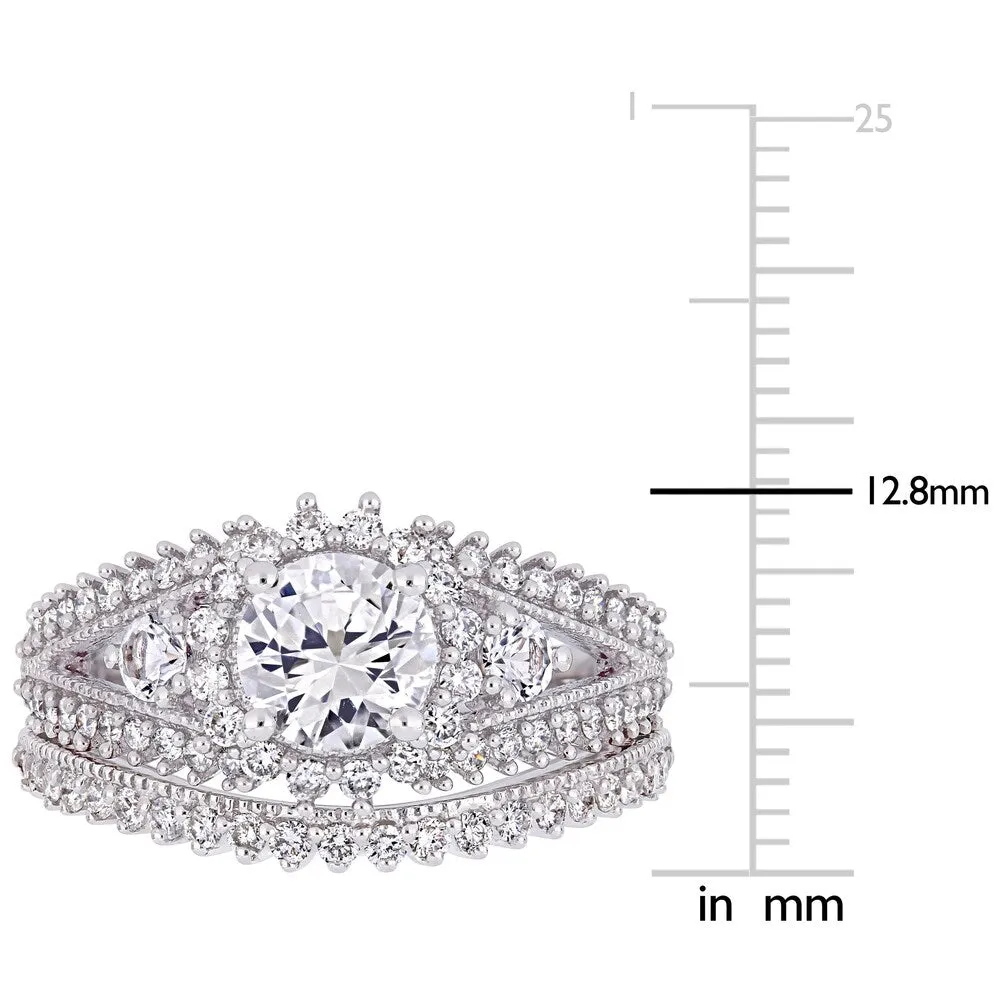 Miadora 10k White Gold Created White Sapphire and 4/5ct TDW Diamond Bridal Ring Set sold by Zulily product image thumbnail 3