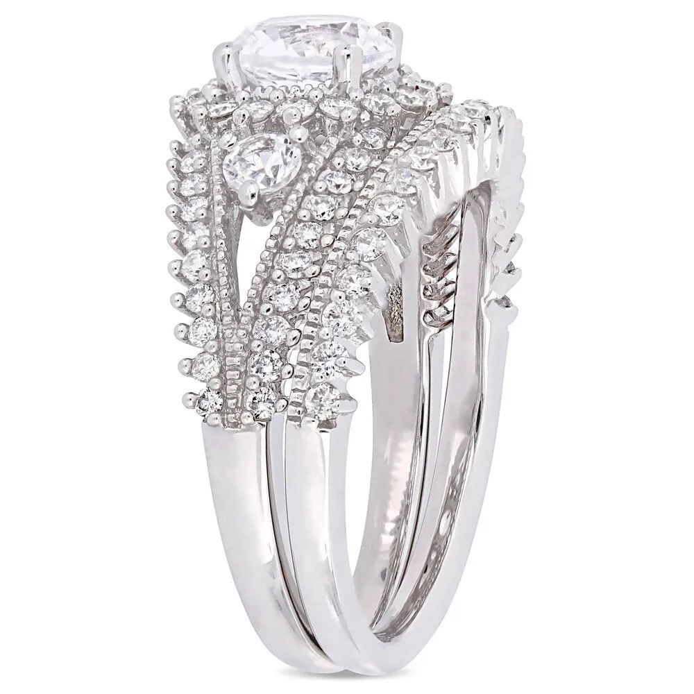 Miadora 10k White Gold Created White Sapphire and 4/5ct TDW Diamond Bridal Ring Set sold by Zulily product image thumbnail 2