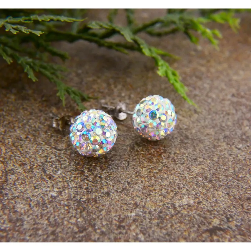 Vera & Co. Sterling Silver Pave AB Crystal Ball Stud Earring sold by Zulily