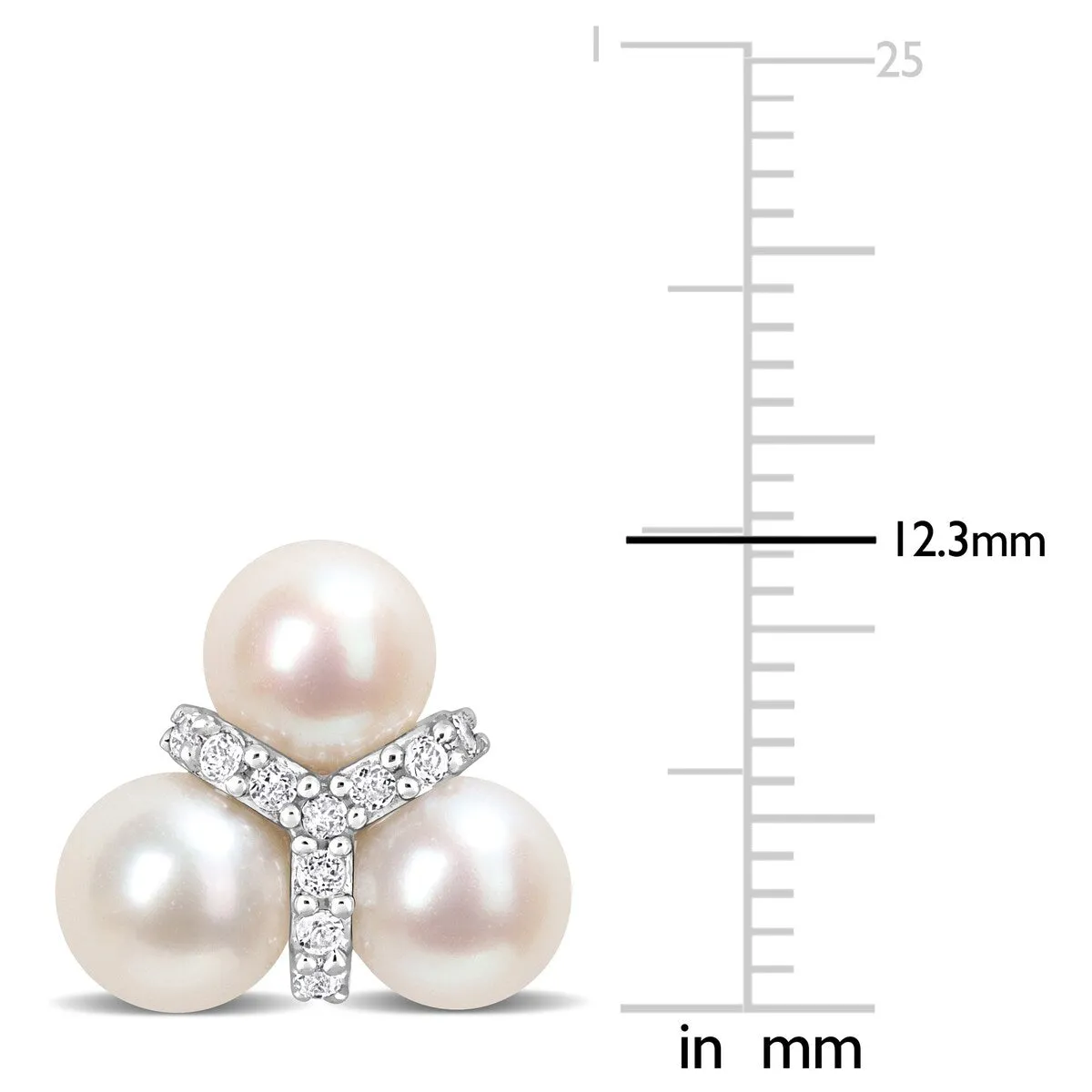 Miadora 6-6.5mm Cultured Freshwater Pearl and 1/5ct TGW White Topaz Floral Stud Earrings in Sterling Silver sold by Zulily product image thumbnail 2