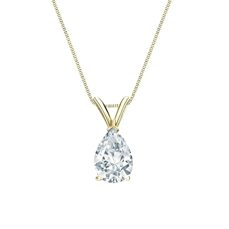 Auriya 14-karat Gold 0.75ctw Pear Solitaire Lab Grown Diamond Necklace V-End (D-E VVS) Prong - 0.75 sold by Zulily product image thumbnail 2