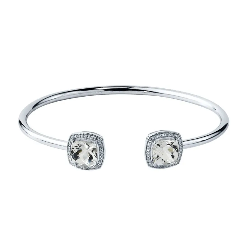 Auriya 5ct Cushion-Cut White Topaz Gold over Silver Bangle Bracelet with Diamond Accents sold by Zulily