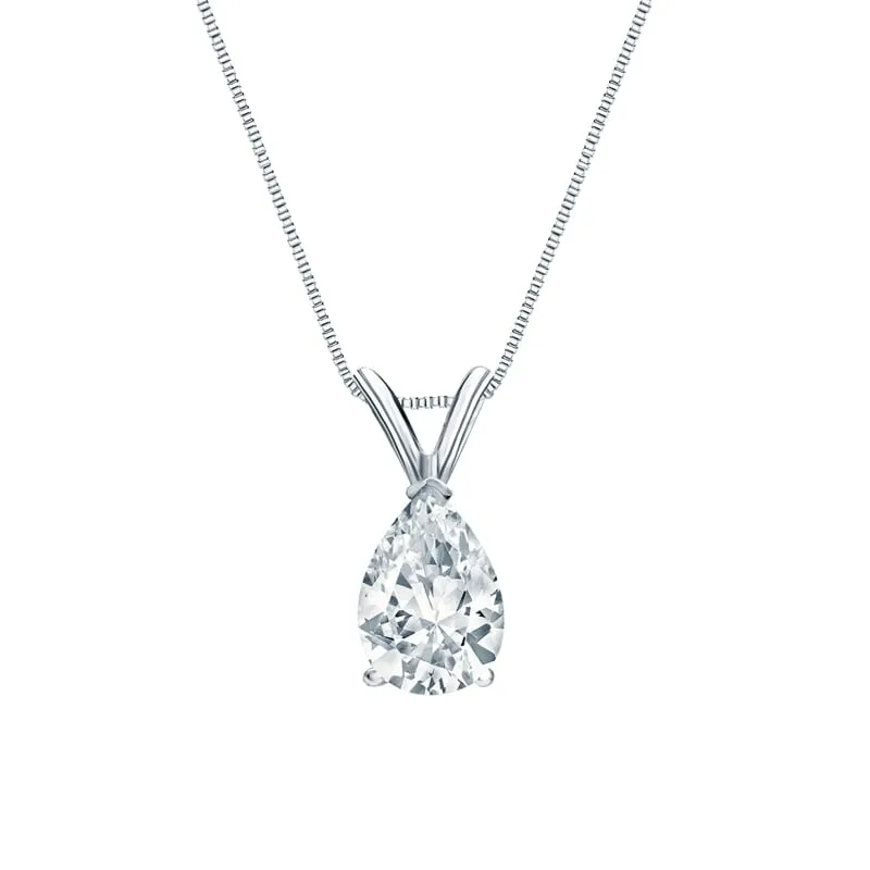 Auriya 14-karat Gold 0.75ctw Pear Solitaire Lab Grown Diamond Necklace V-End (D-E VVS) Prong - 0.75 sold by Zulily