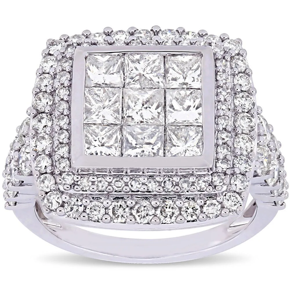 Miadora Signature Collection 14k White Gold 2 7/8ct TDW Princess Diamond Cluster Double Halo Engagement Ring sold by Zulily