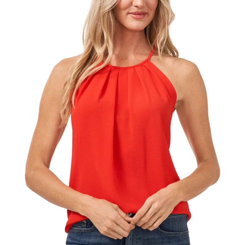 CeCe Women's Stretch Pleated Textured Button Keyhole Closure Top Orange Size X-Small sold by Zulily