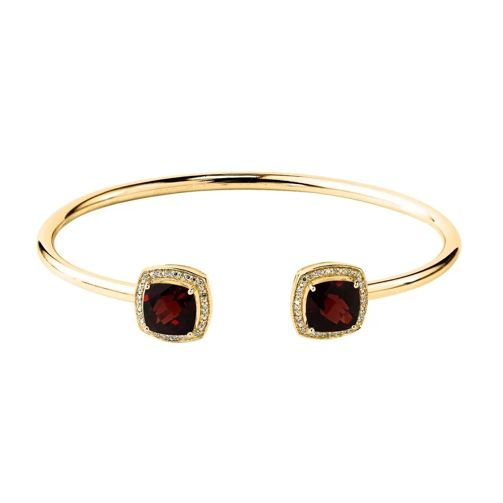Auriya 5ct Cushion-Cut Red Garnet Gold over Silver Bangle Bracelet with Diamond Accents sold by Zulily product image thumbnail 2