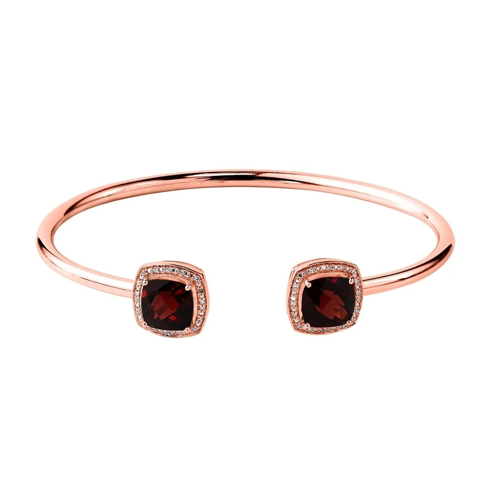 Auriya 5ct Cushion-Cut Red Garnet Gold over Silver Bangle Bracelet with Diamond Accents sold by Zulily product image thumbnail 3