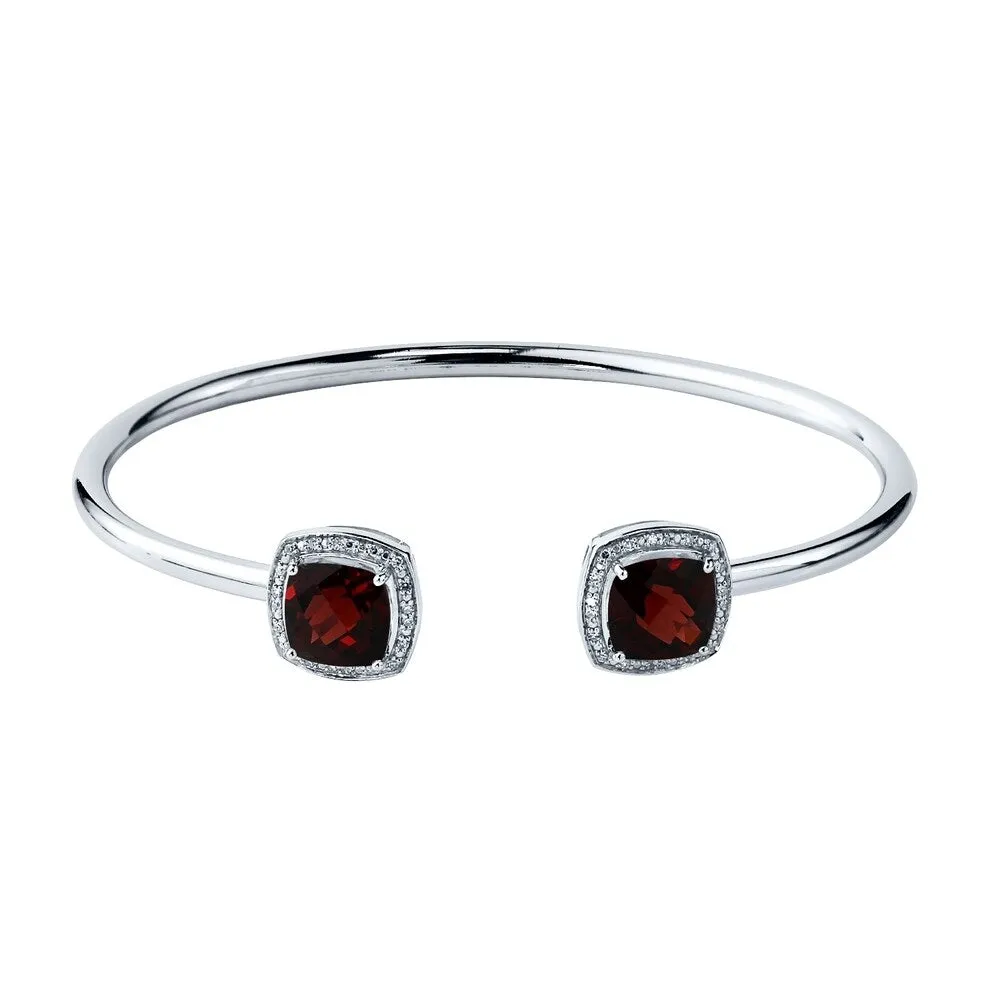 Auriya 5ct Cushion-Cut Red Garnet Gold over Silver Bangle Bracelet with Diamond Accents sold by Zulily