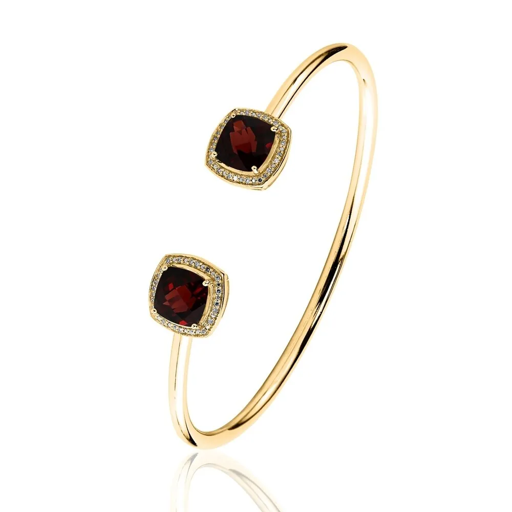 Auriya 5ct Cushion-Cut Red Garnet Gold over Silver Bangle Bracelet with Diamond Accents sold by Zulily product image thumbnail 5