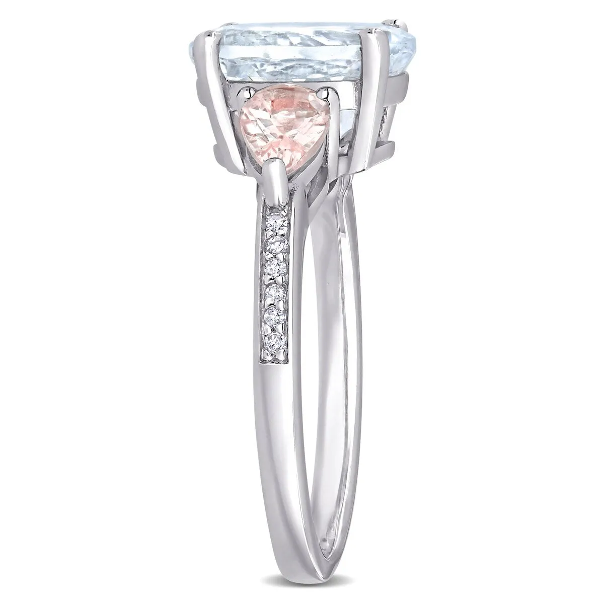 Multi-Cut Ice Aquamarine Morganite and Diamond 3-Stone Ring in Sterling Silver by Miadora sold by Zulily product image thumbnail 2