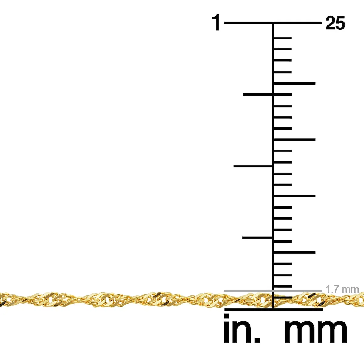 Solid 14k Yellow Gold Filled 1.7 mm Singapore Chain Pendant Necklace For Women (16 - 30 inches) sold by Zulily product image thumbnail 3