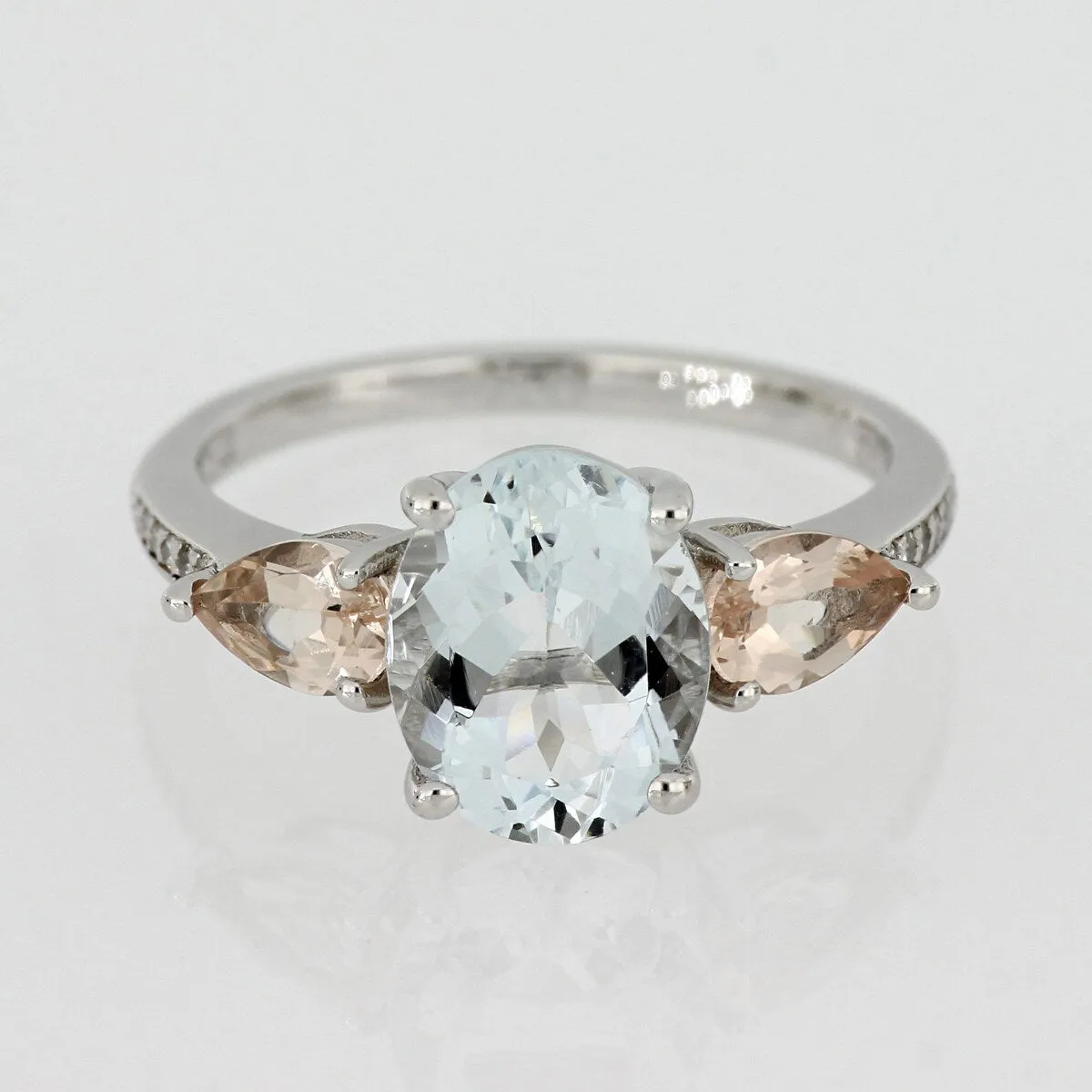 Multi-Cut Ice Aquamarine Morganite and Diamond 3-Stone Ring in Sterling Silver by Miadora sold by Zulily product image thumbnail 5