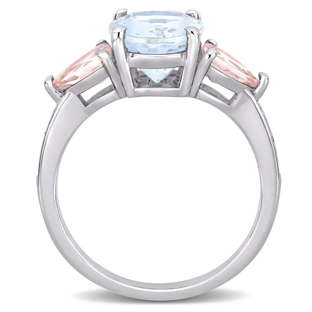 Multi-Cut Ice Aquamarine Morganite and Diamond 3-Stone Ring in Sterling Silver by Miadora sold by Zulily product image thumbnail 4