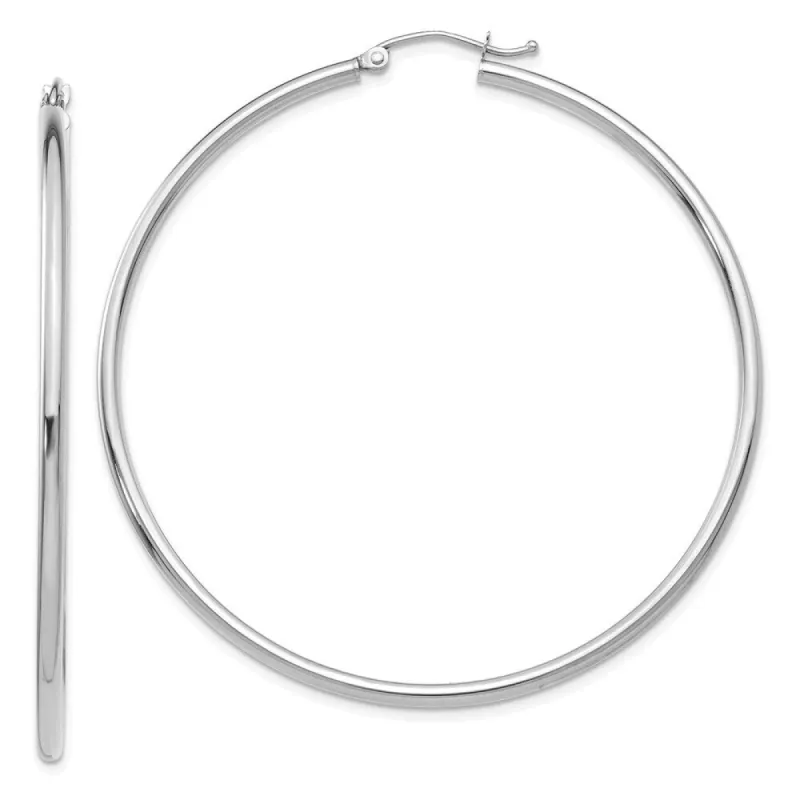 Curata 10k White Gold 60x2mm Polished Classic Tube Hoop Earrings sold by Zulily