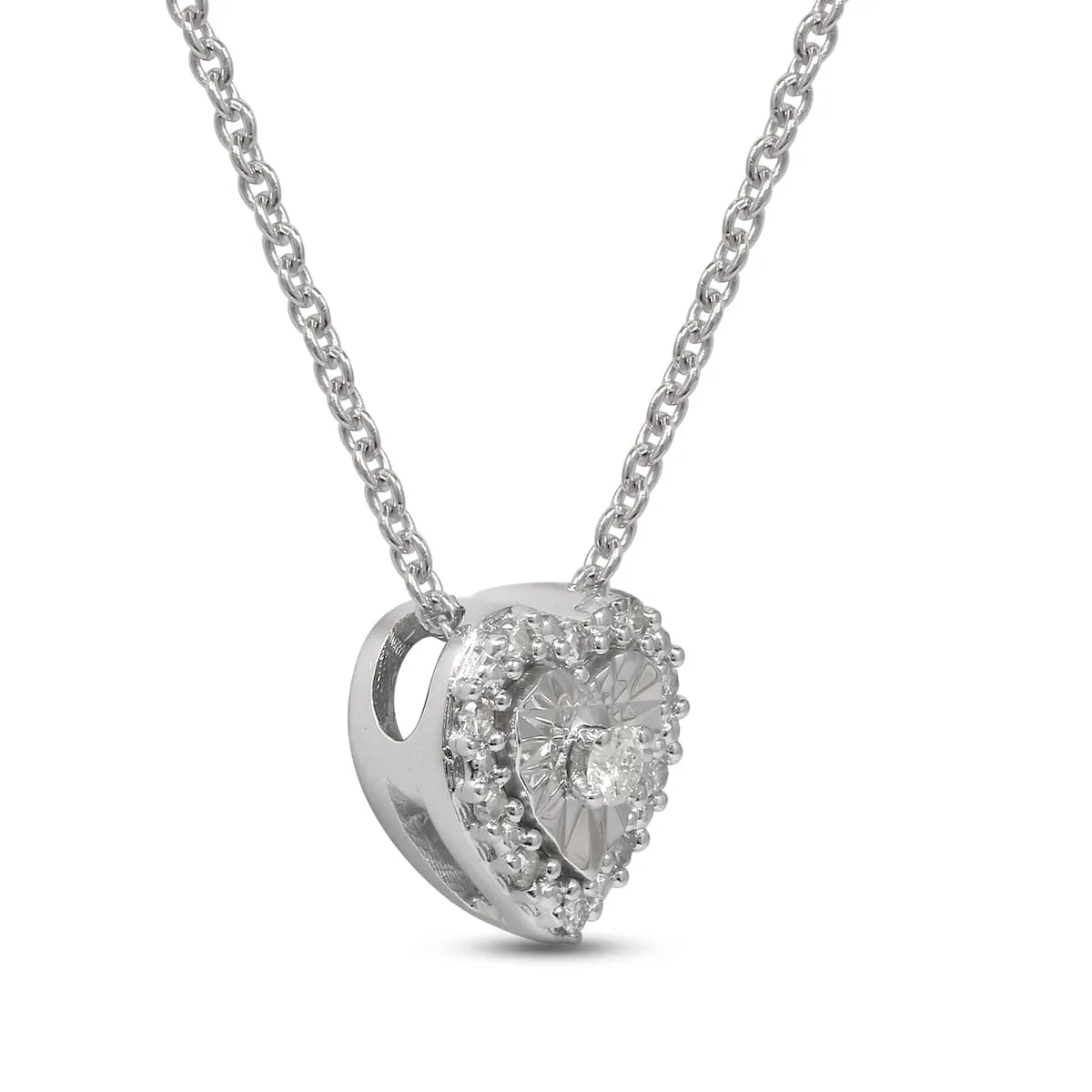 1/20ct TDW Diamond Heart Pendant Necklace in Silver by De Couer sold by Zulily product image thumbnail 4