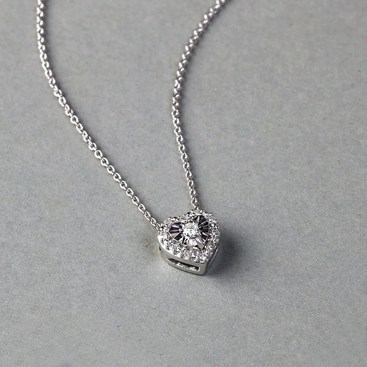 1/20ct TDW Diamond Heart Pendant Necklace in Silver by De Couer sold by Zulily