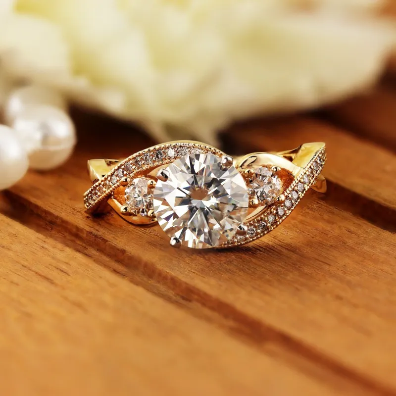 Auriya 14k Gold 2ctw Unique Moissanite 3-Stone Diamond Engagement Ring 5/8ctw sold by Zulily