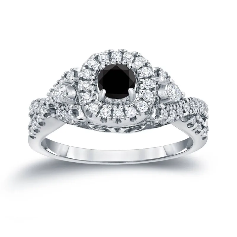 14k Gold Round Infinity Inspired 4/6ct TDW Black Diamond with Halo Engagement Ring sold by Zulily