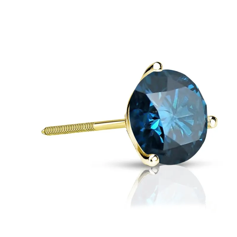 Auriya 14k Gold 3/4ct TDW Round SINGLE (1) Blue Diamond Stud Earring sold by Zulily