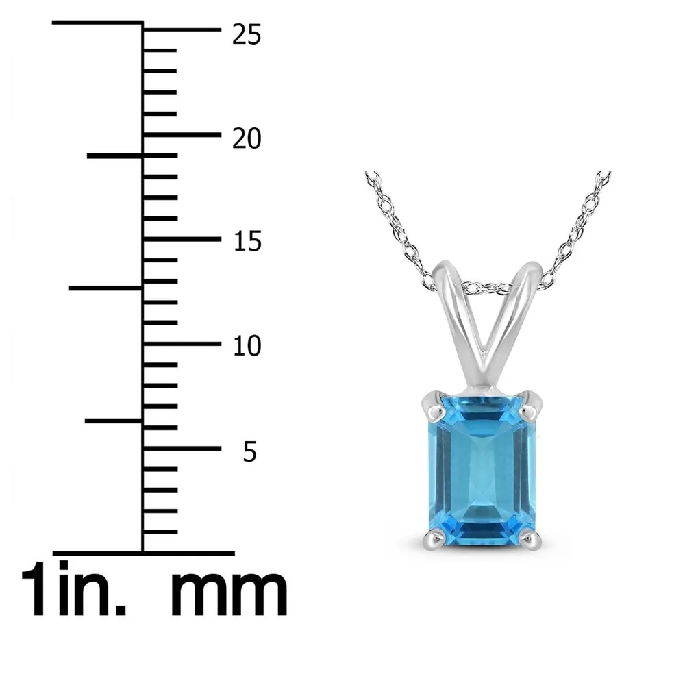 14K White Gold 7x5MM Emerald Shaped Blue Topaz Pendant sold by Zulily product image thumbnail 3