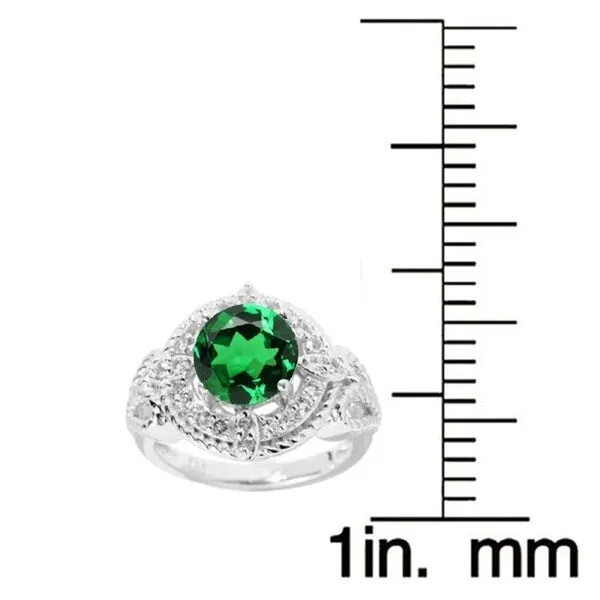 Sterling Silver Emerald And White Topaz Halo Ring sold by Zulily product image thumbnail 2