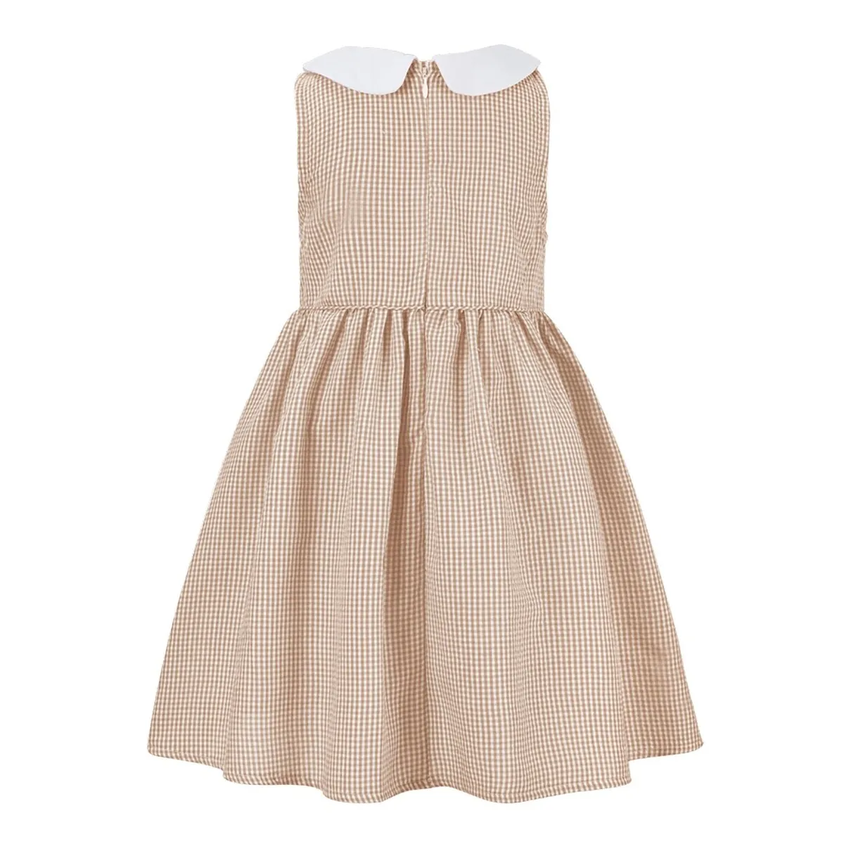 Khaki Gingham Peter Pan Collar Sleeveless A-Line Dress sold by Zulily product image thumbnail 2