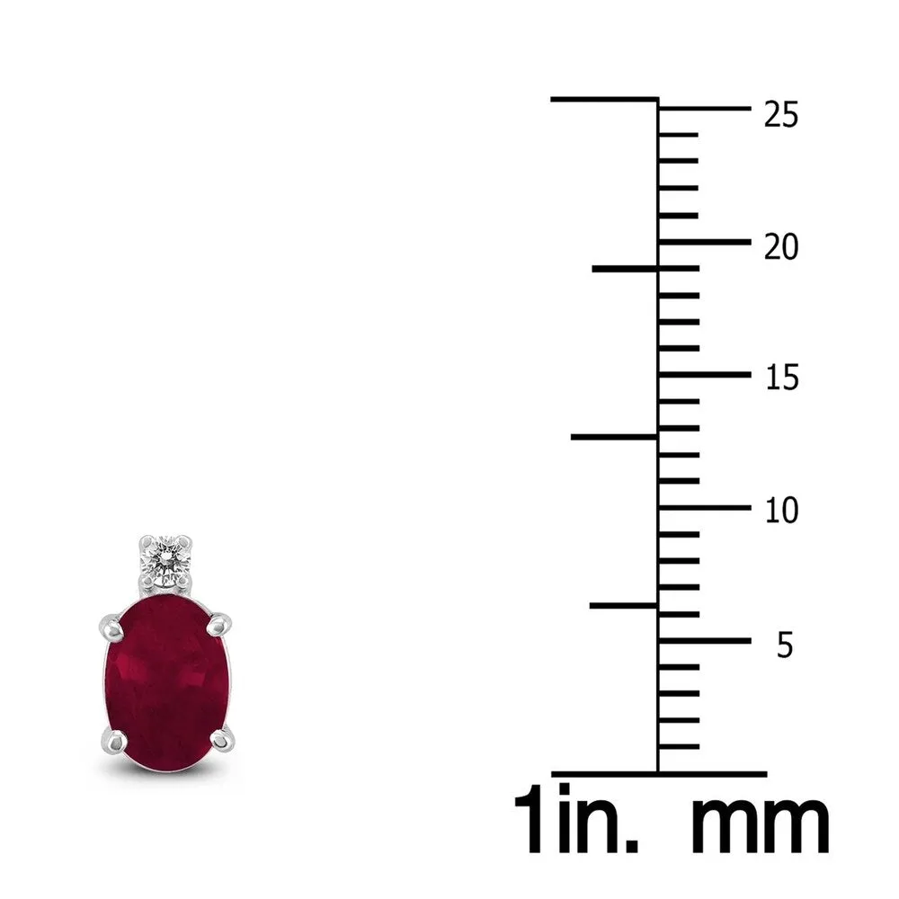 14K White Gold 6x4MM Oval Ruby and Diamond Earrings sold by Zulily product image thumbnail 2