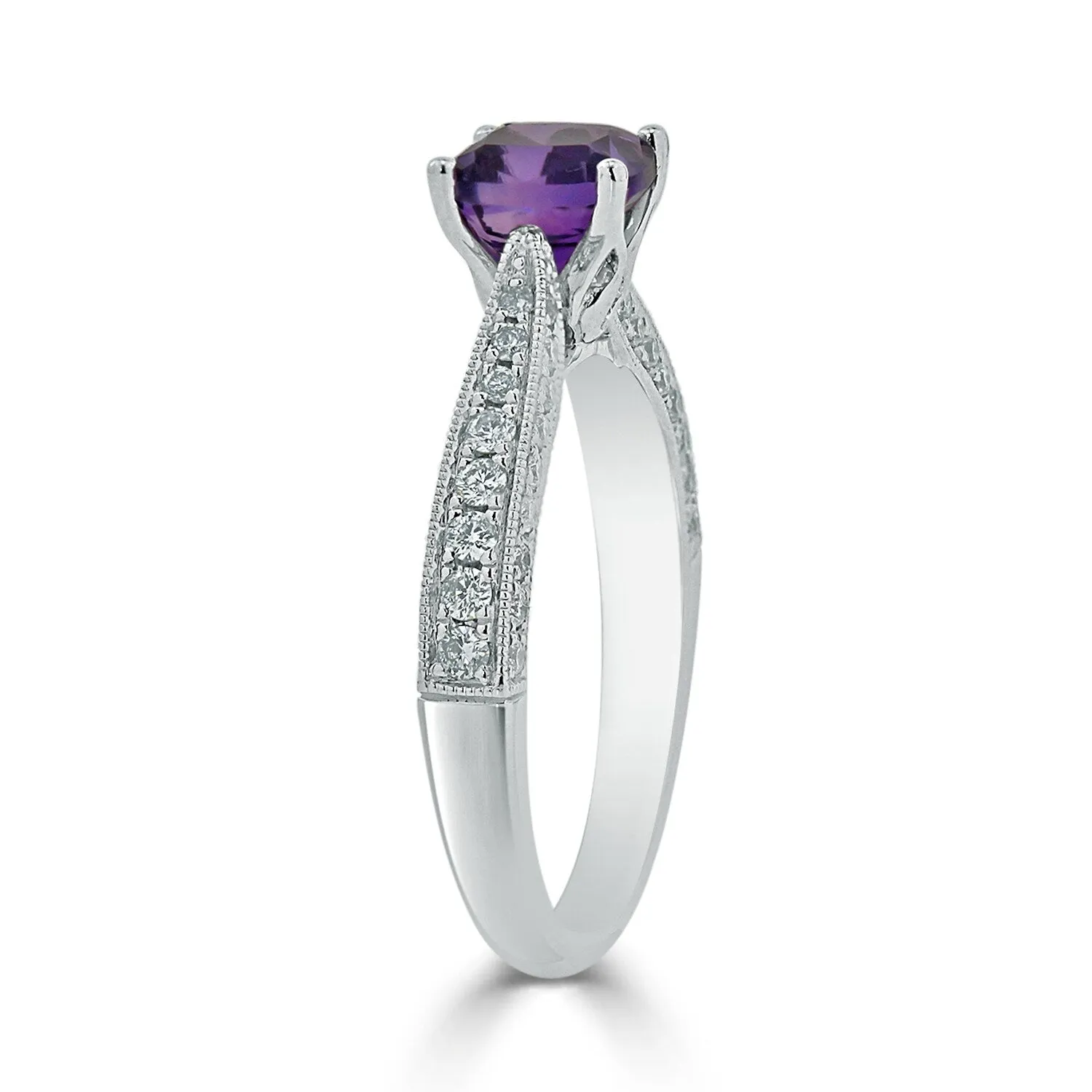 Auriya 5/8ct Unique Cushion-cut Purple Amethyst and Diamond Engagement Ring 3/8ctw 14k Gold sold by Zulily product image thumbnail 4
