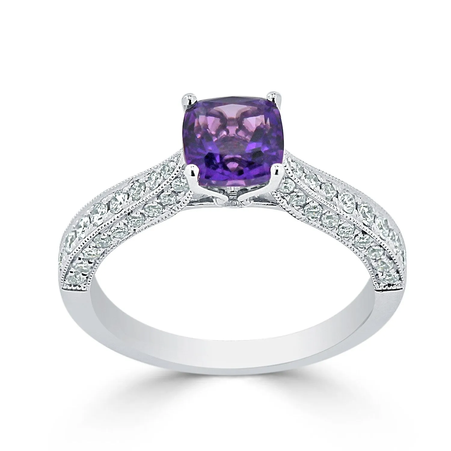 Auriya 5/8ct Unique Cushion-cut Purple Amethyst and Diamond Engagement Ring 3/8ctw 14k Gold sold by Zulily product image thumbnail 3