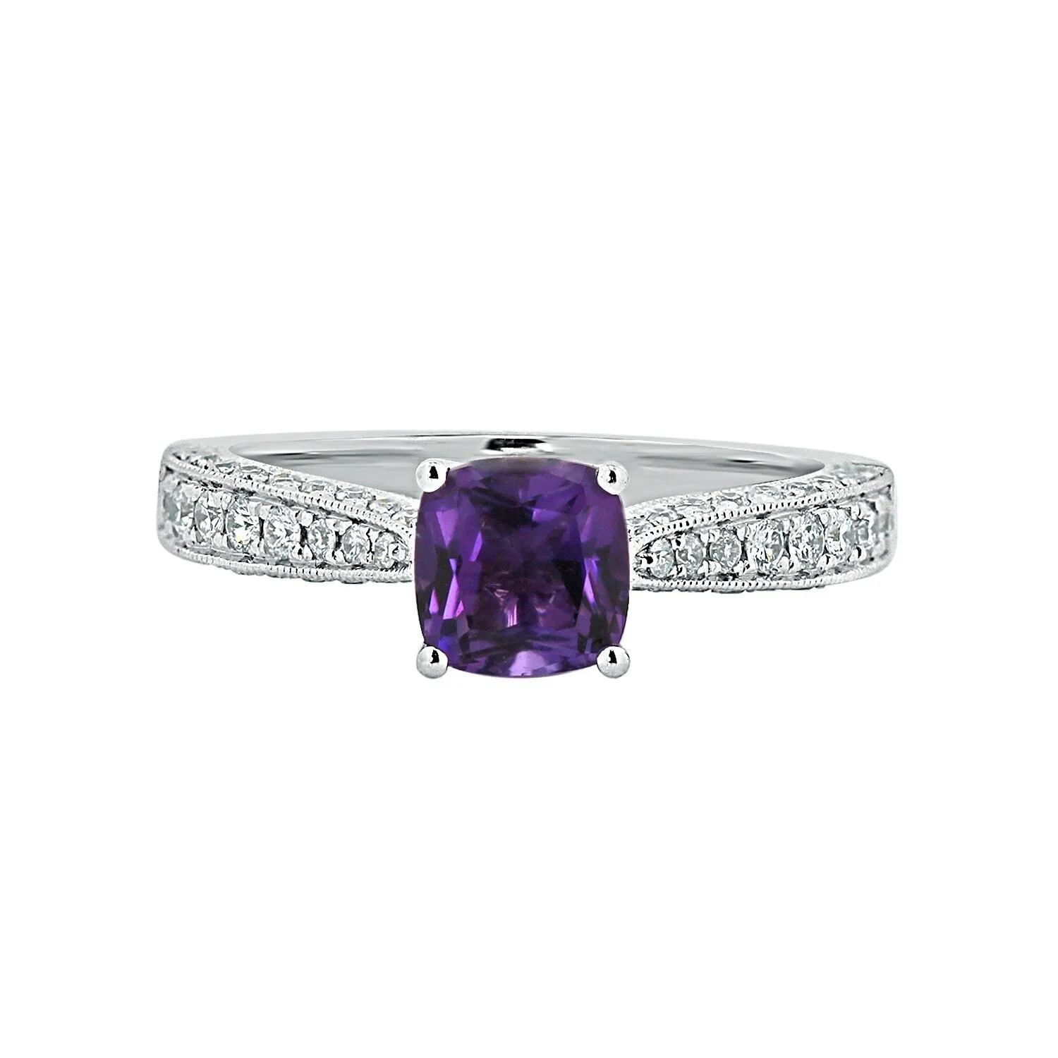 Auriya 5/8ct Unique Cushion-cut Purple Amethyst and Diamond Engagement Ring 3/8ctw 14k Gold sold by Zulily product image thumbnail 2