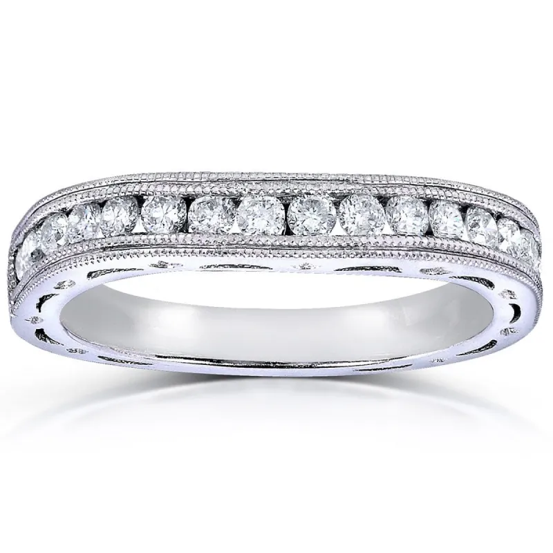 Annello by Kobelli 14k White Gold 2/5ct TDW Channel Set Curved Diamond Wedding Band sold by Zulily