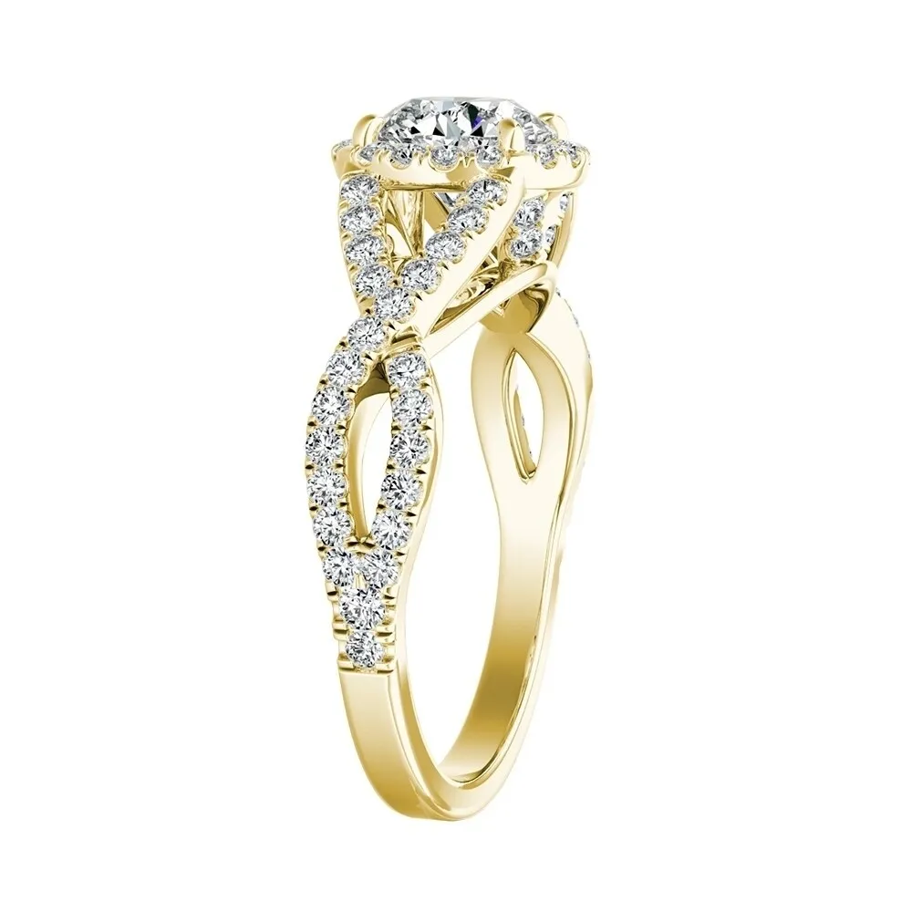 Auriya Infinity Round2ct Moissanite and 1/2ctw Diamond Halo Engagement Ring 14K Gold sold by Zulily product image thumbnail 3