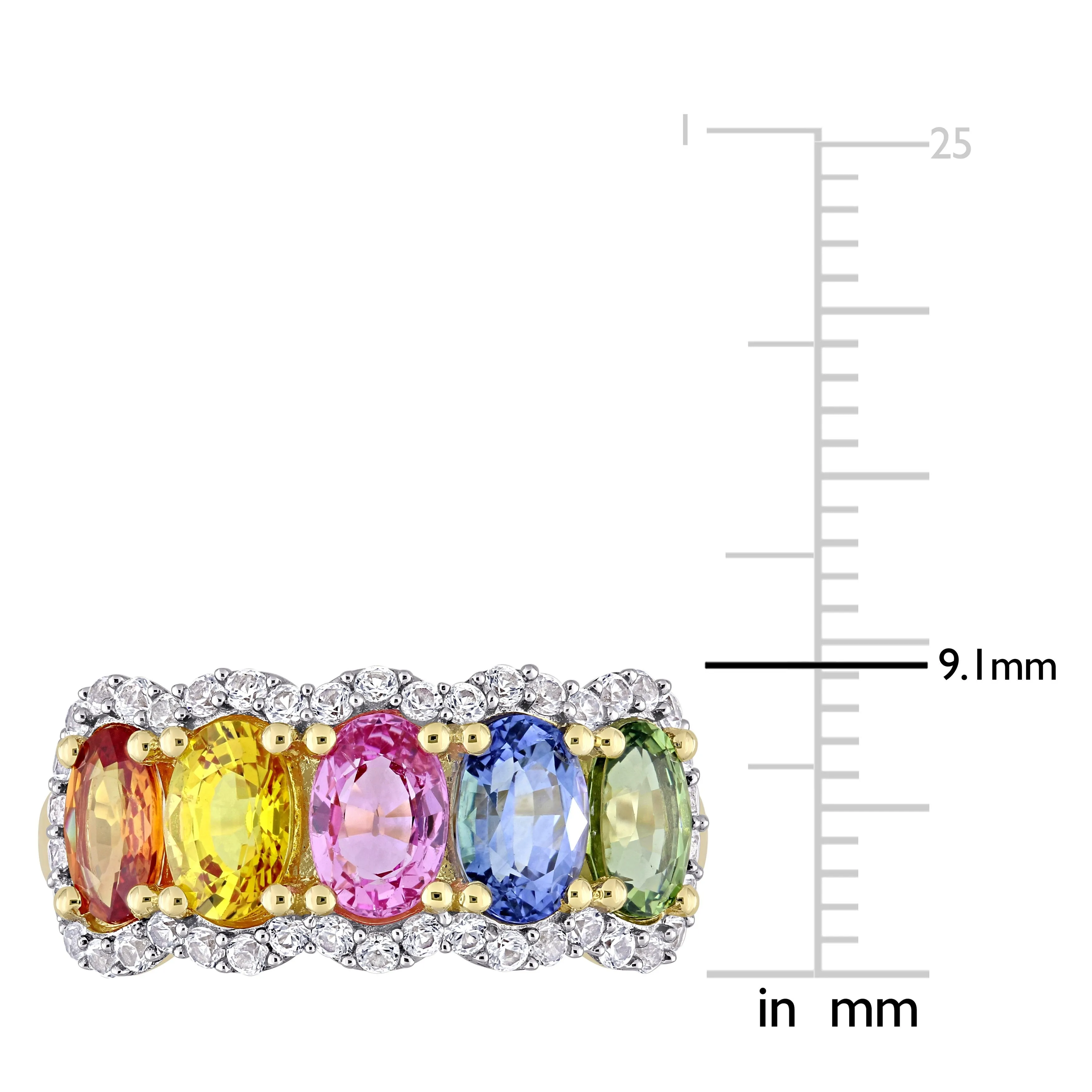 Miadora 3 1/3ct TGW Multi-Color Sapphire 5-Stone Halo Ring in 14k Yellow Gold sold by Zulily product image thumbnail 3