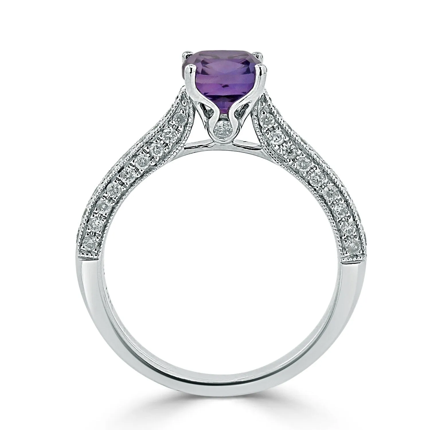 Auriya 5/8ct Unique Cushion-cut Purple Amethyst and Diamond Engagement Ring 3/8ctw 14k Gold sold by Zulily product image thumbnail 5