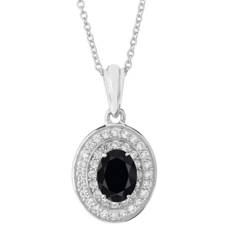 Sterling Silver with Natural Choice of Gemstone and White Topaz Halo Pendant with 18" Chain sold by Zulily