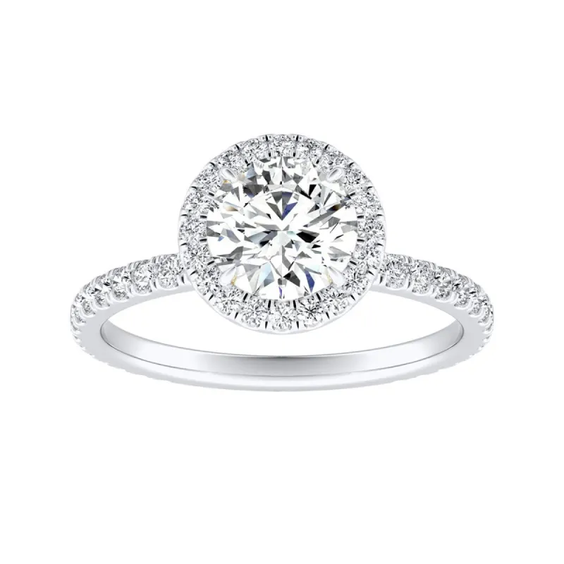 Auriya 14k Gold 3/4ctw Moissanite Halo Diamond Engagement Ring 5/8ct TDW sold by Zulily