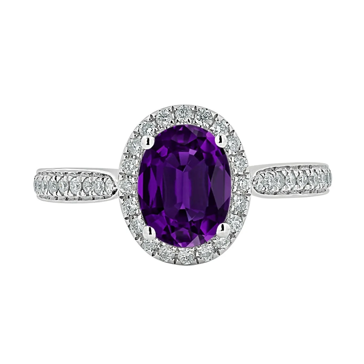 Auriya 1 1/8ct Fancy Oval Purple Amethyst Halo Diamond Engagement Ring 1/4ctw 14k Gold sold by Zulily product image thumbnail 2