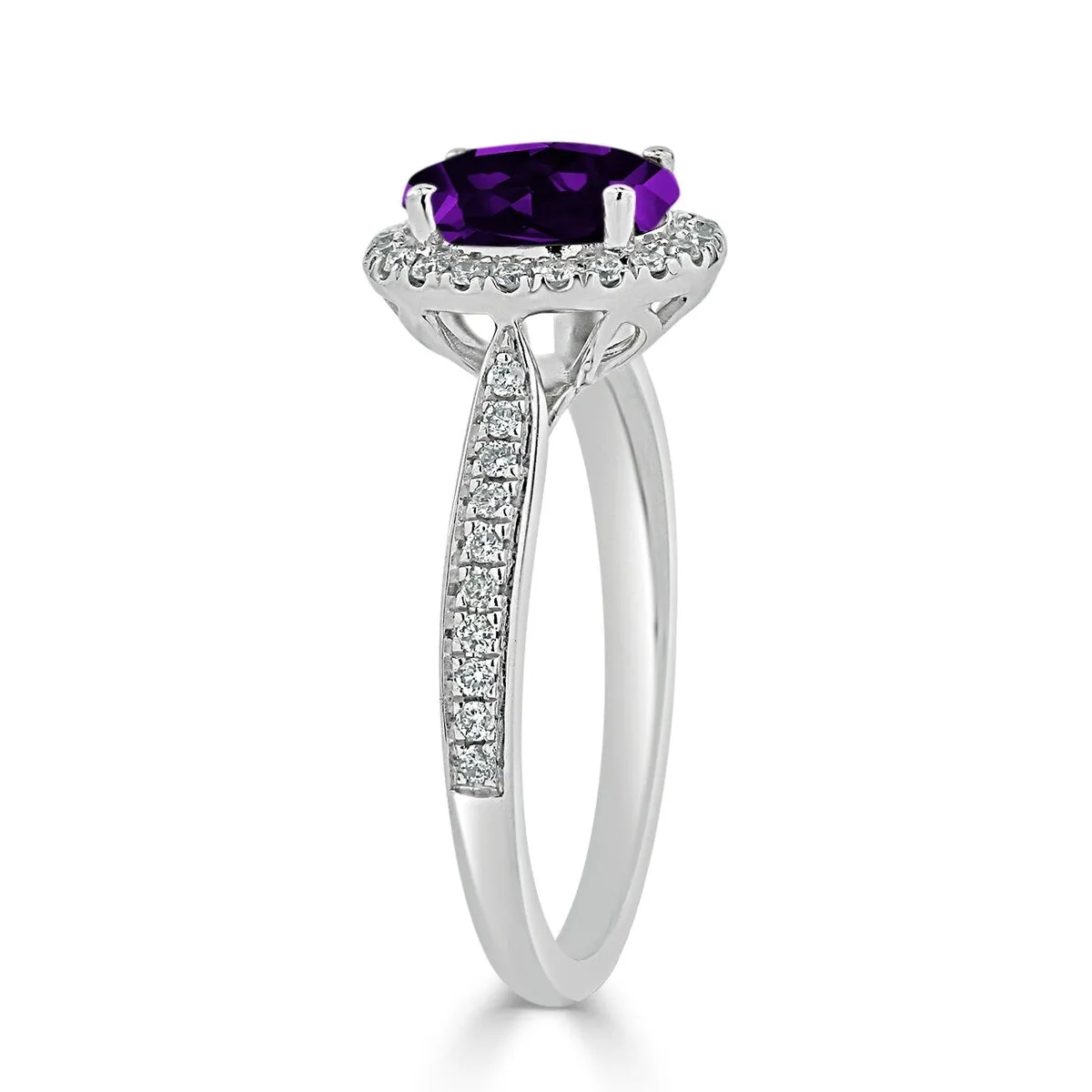 Auriya 1 1/8ct Fancy Oval Purple Amethyst Halo Diamond Engagement Ring 1/4ctw 14k Gold sold by Zulily product image thumbnail 4