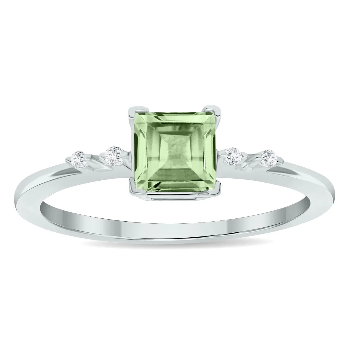 Women's Green Amethyst and Diamond Sparkle Ring in 10K White Gold sold by Zulily