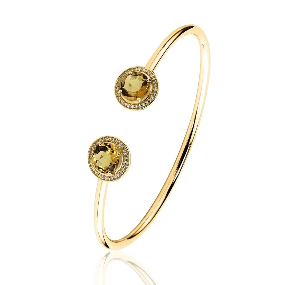 Auriya 3 1/2ct Yellow Citrine Gold over Silver Bangle Bracelet with Diamond Accents sold by Zulily product image thumbnail 5