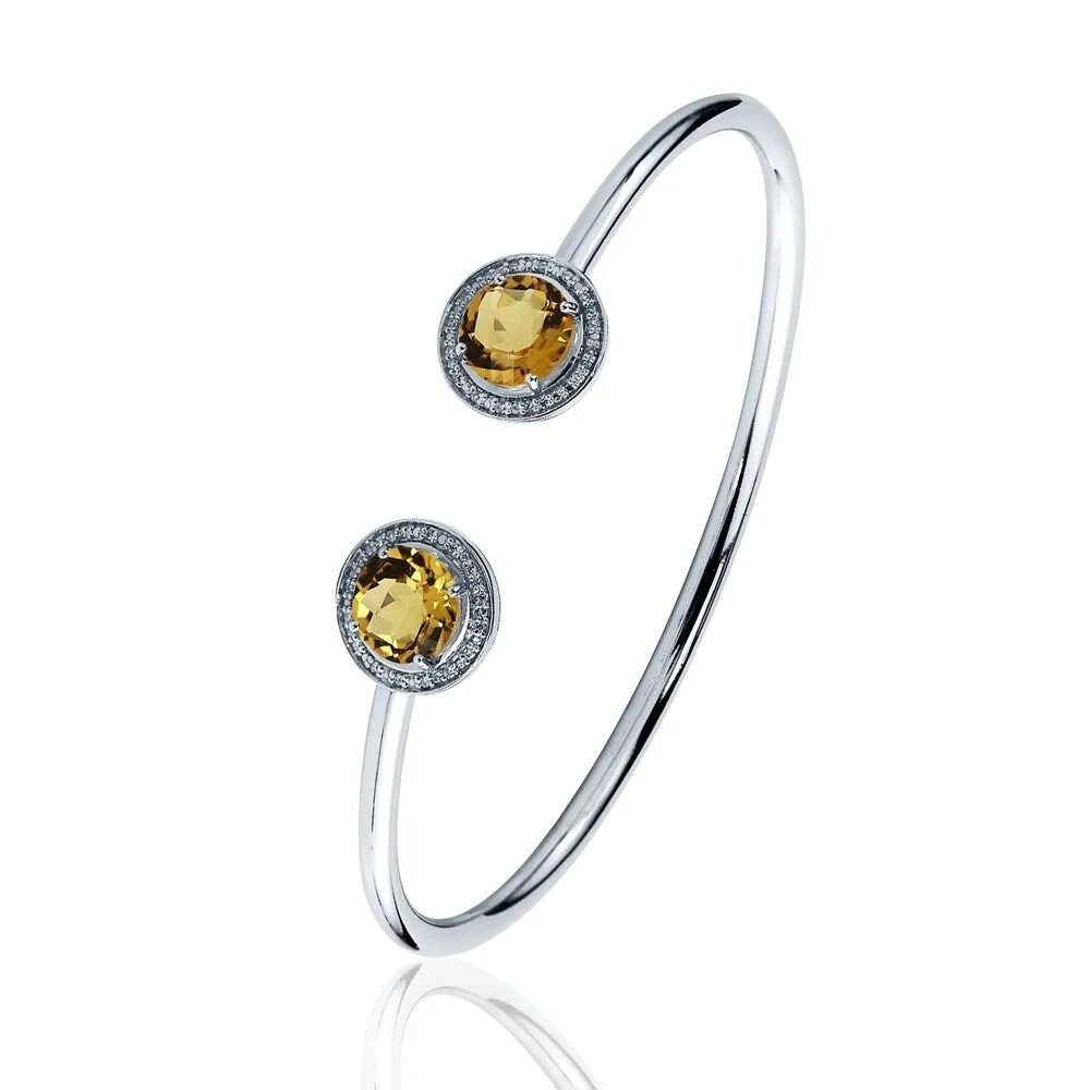 Auriya 3 1/2ct Yellow Citrine Gold over Silver Bangle Bracelet with Diamond Accents sold by Zulily product image thumbnail 4