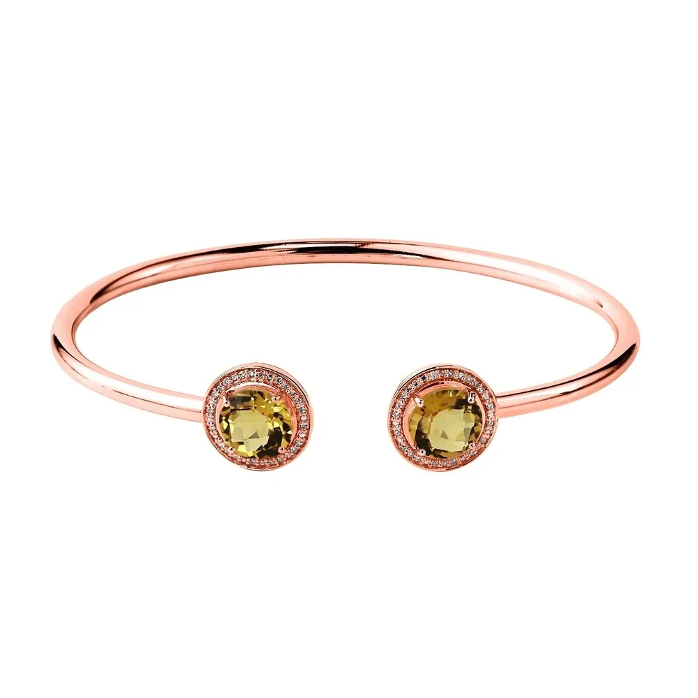 Auriya 3 1/2ct Yellow Citrine Gold over Silver Bangle Bracelet with Diamond Accents sold by Zulily product image thumbnail 3