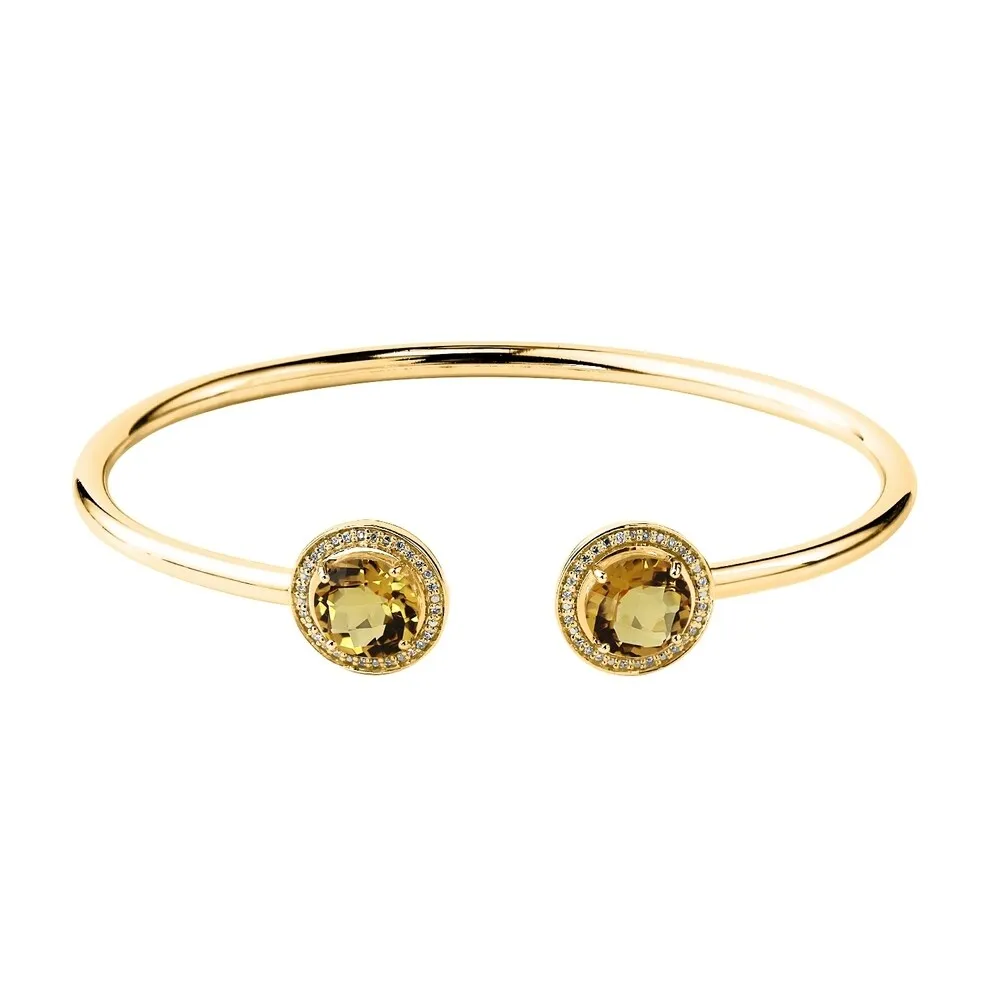 Auriya 3 1/2ct Yellow Citrine Gold over Silver Bangle Bracelet with Diamond Accents sold by Zulily product image thumbnail 2