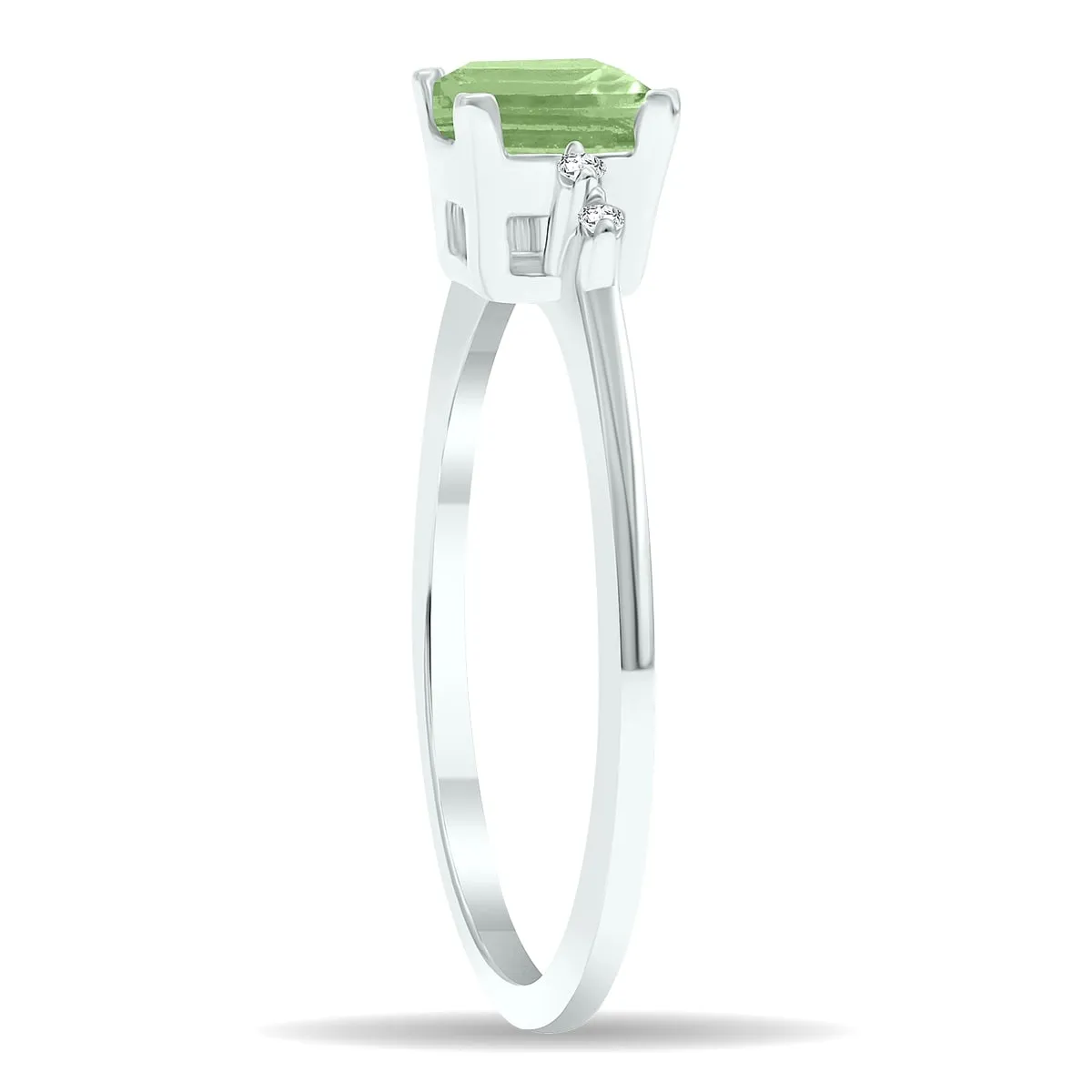 Women's Green Amethyst and Diamond Sparkle Ring in 10K White Gold sold by Zulily product image thumbnail 3