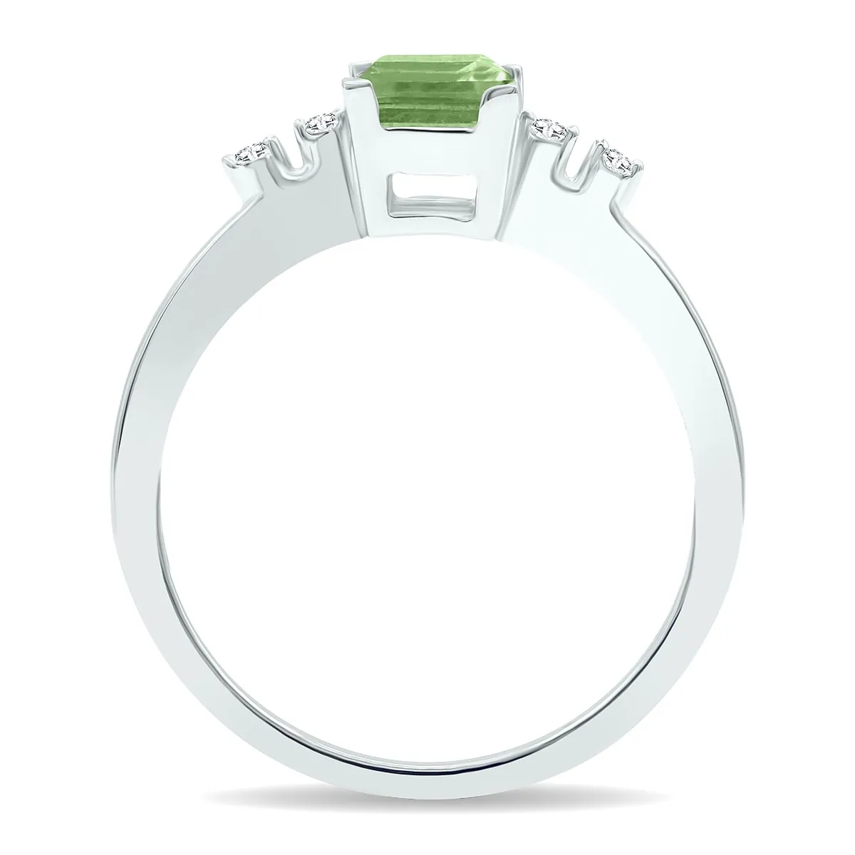 Women's Green Amethyst and Diamond Sparkle Ring in 10K White Gold sold by Zulily product image thumbnail 2