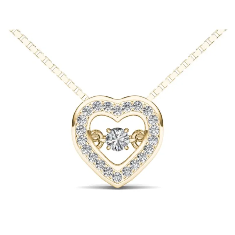 De Couer 10k Yellow Gold 1/5ct TDW Diamond Moving Heart Beat Pendant sold by Zulily