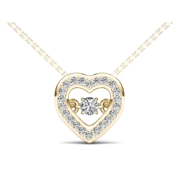 De Couer 10k Yellow Gold 1/5ct TDW Diamond Moving Heart Beat Pendant sold by Zulily