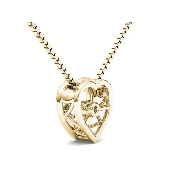 De Couer 10k Yellow Gold 1/5ct TDW Diamond Moving Heart Beat Pendant sold by Zulily product image thumbnail 3